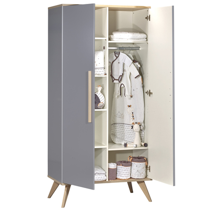 Chambre Lit 70x140 + Commode + Armoire FANON Gris BEBE9 CREATION - 5