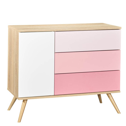 Chambre DUO Lit 120x60 + Commode Rose SEVENTIES SAUTHON - 3