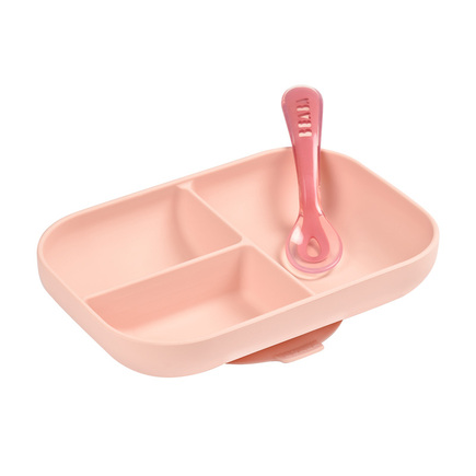 Set repas silicone compartimenté Pink BEABA