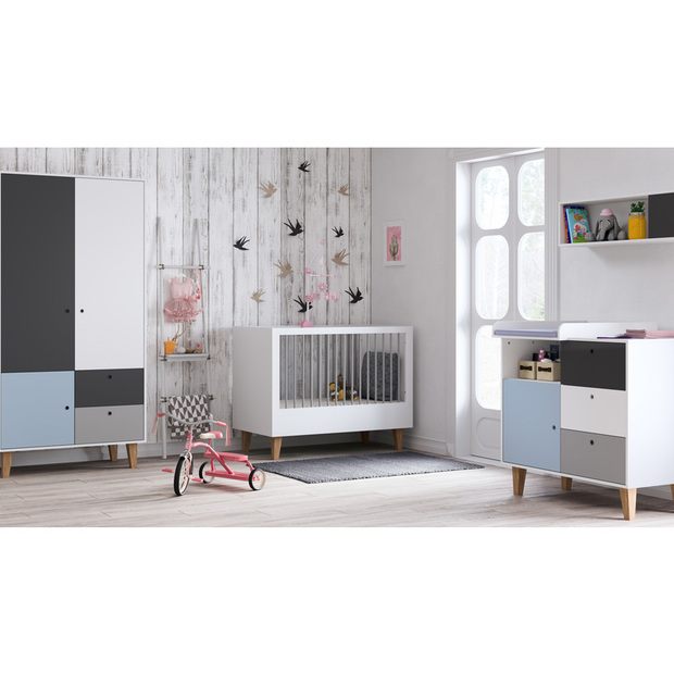 Chambre CONCEPT lit 70x140 commode armoire Bleu VOX