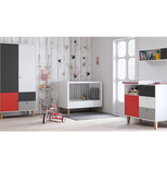 Chambre CONCEPT lit 70x140 commode armoire Rouge