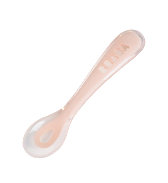 Cuillère 2ème âge soft en silicone pink BEABA