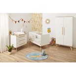 Chambre Lit 60x120 + Commode + Armoire FANON Blanc