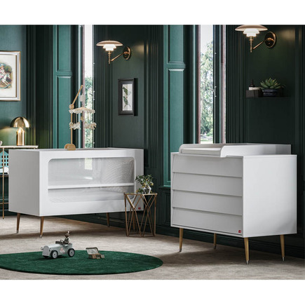 Chambre DUO Lit 60x120 Commode BOSQUE Blanc VOX