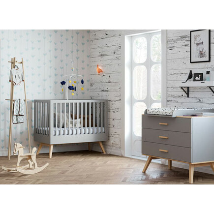 Chambre DUO NAUTIS lit 60x120 commode gris VOX