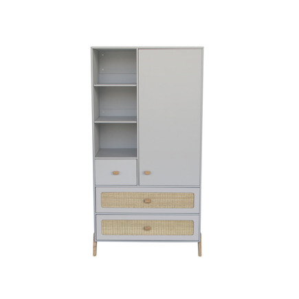 Armoire 1 porte 3 tiroirs tressage rotin MARELIA Lune THEO