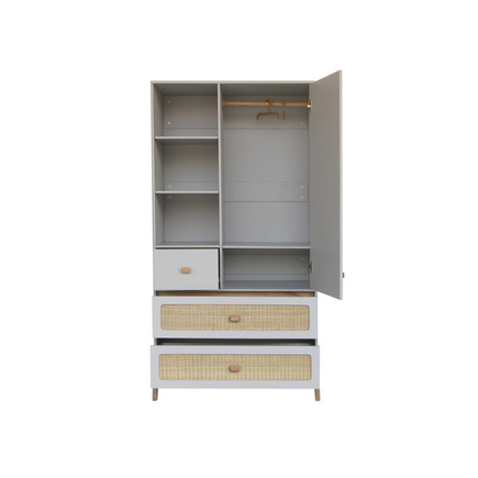 Armoire 1 porte 3 tiroirs tressage rotin MARELIA Lune THEO - 4