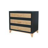 Commode 3 tiroirs Façade cannage rotin NAMI Onyx