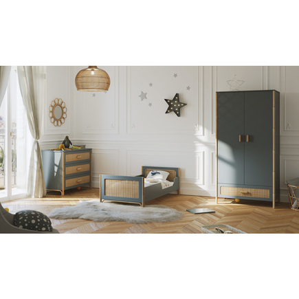 Chambre TRIO Lit 70x140 Commode Armoire OCEANIA Silex THEO - 9