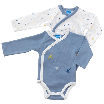 Lot de 2 bodies prematuré GAIA bleu BEBE9 CREATION