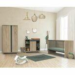 Chambre TRIO Lit 70x140 Commode Armoire NOVA Gris volcan