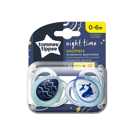 Sucette CTN Nuit 0-6m mixte x2 TOMMEE TIPPEE