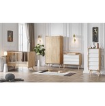 Chambre TRIO VINTAGE Lit 70x140 Commode Armoire Bois Blanc