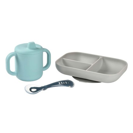 Coffret d'apprentissage silicone + tasse - Blue BEABA