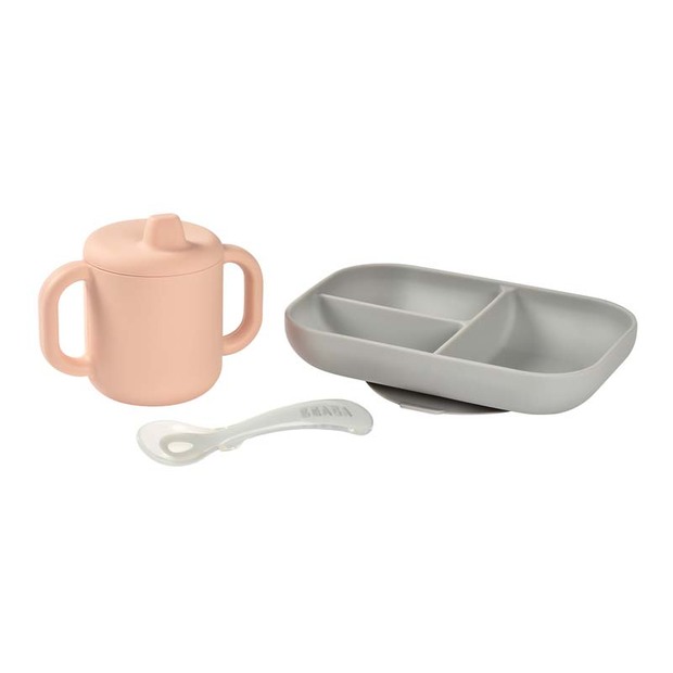 Coffret d'apprentissage silicone + tasse - Pink BEABA