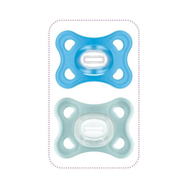 2 sucettes Comfort 2-6 mois Silicone Bleu MAM