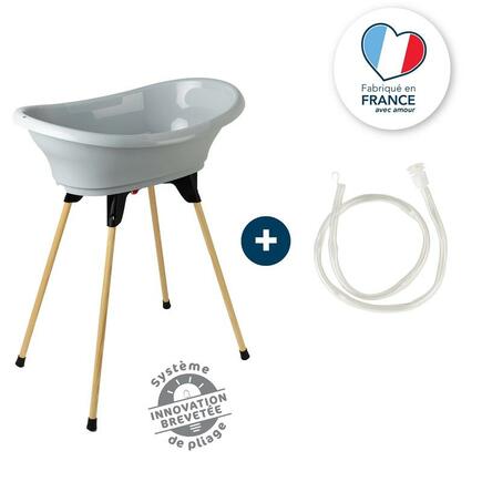 Kit Baignoire Vasco Gris Charme : Baignoire + Pieds + Tuyau de vidange THERMOBABY