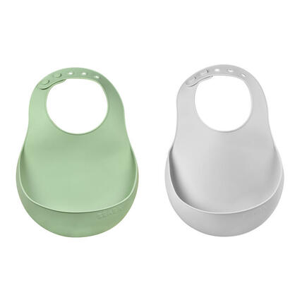 Lot de 2 Bavoirs silicone Light Mist/Sage Green BEABA - 2