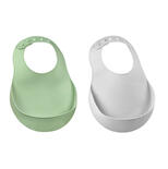 Lot de 2 Bavoirs silicone Light Mist/Sage Green