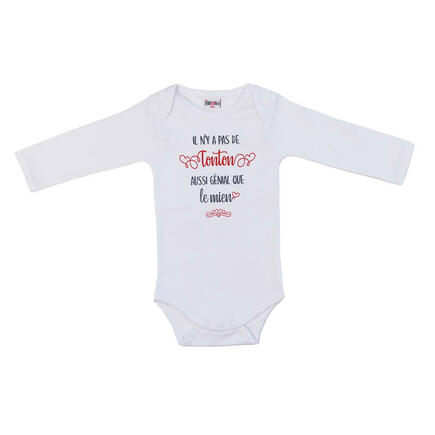 Body Manches Longues "Il n’y a pas de tonton aussi génial" Taille 12 Mois Blanc BB&CO - 2