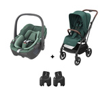 Poussette DUO Leona 2 Pebble 360 Green