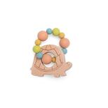 Hochet Anneau de Dentition Bois et Silicone Tortue Trois Petits Lapins Multicolore