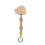 Attache-Tétine Bois et Silicone Tortue Trois Petits Lapins Multicolore