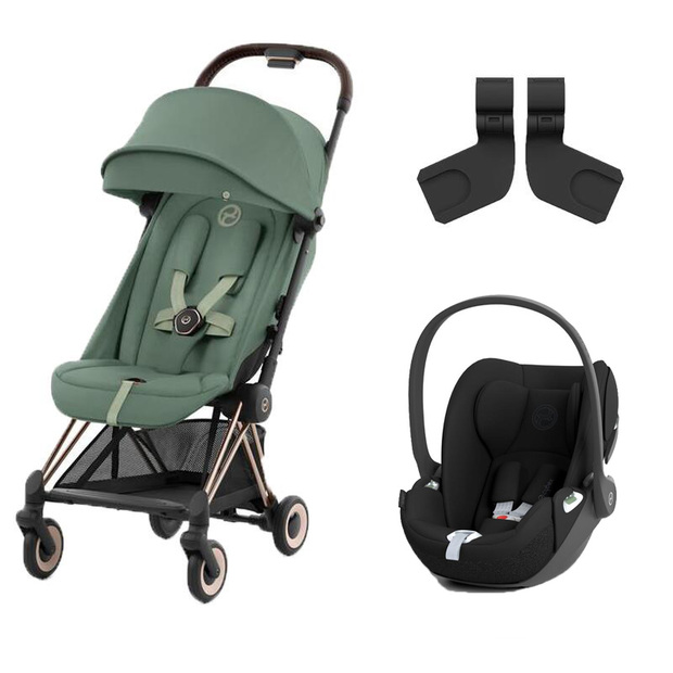 Poussette DUO Coya RoseGold Leaf Green + Cloud T Sepia Black CYBEX