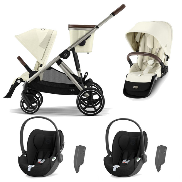 Poussette jumeaux Gazelle S Taupe Seashell Beige + 2 Cloud T I-Size Sepia Black CYBEX