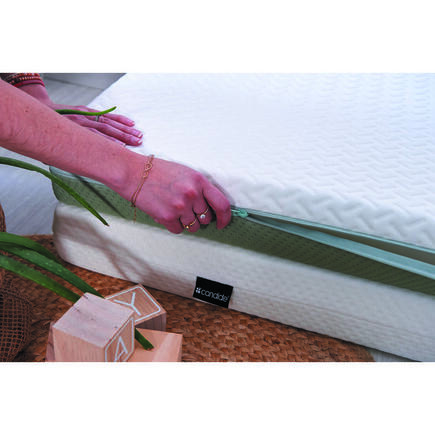 Matelas Aloé Vera Déhoussable 70x140x10 cm Blanc/Vert Olive CANDIDE - 12