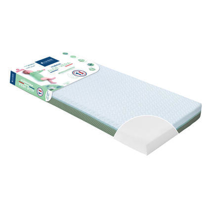 Matelas Aloé Vera Déhoussable 60x120x10 cm Blanc/Vert Olive CANDIDE - 14