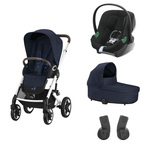 Poussette TRIO TALOS S LUX SLV Nacelle Cot S Lux Ocean Blue ATON B2 Volcano Black