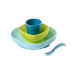 Set vaisselle silicone 4 pièces Bleu