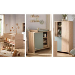 Chambre TRIO Lit 140x70 Commode1P Armoire 2P TOKYO Sauge