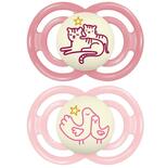 Lot de 2 sucettes Perfect dès 18 mois Planet Love Night - Coloris aléatoire