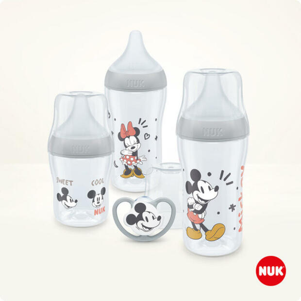 Coffret PP Perfect Match Mickey - 1 biberon 150mL + 2 biberons 260mL + 1 sucette 0-6M NUK