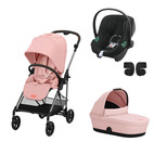 Poussette TRIO Melio 4 Taupe Nacelle Candy Pink ATON B2 Volcano Black