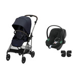 Poussette Duo Melio 4 Dark Blue-navy + ATON B2 Volcano Black