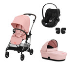 Poussette TRIO Melio 4 Taupe Nacelle Candy Pink Cloud G I-Size Moon Black