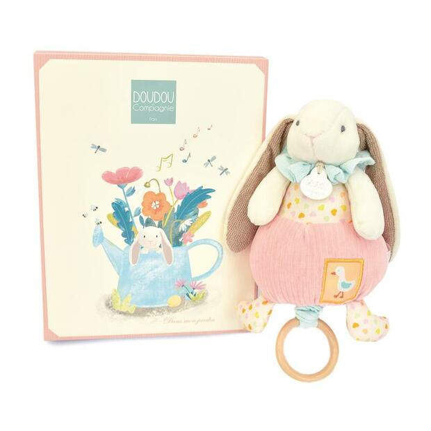 Peluche musicale lapin ciboulette - Rose DOUDOU ET COMPAGNIE