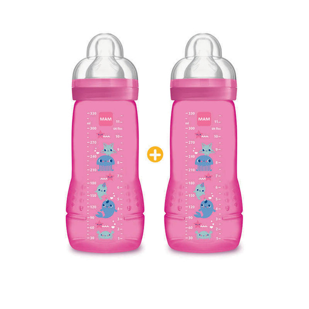 Lot 2 Biberons Easy Active 2ème âge 330ml 6mois MAM