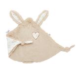 Doudou lapin feuilles fausse fourrure beige