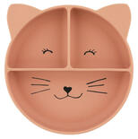 Assiette avec ventouse en silicone et compartiments Mrs. Cat - Rose