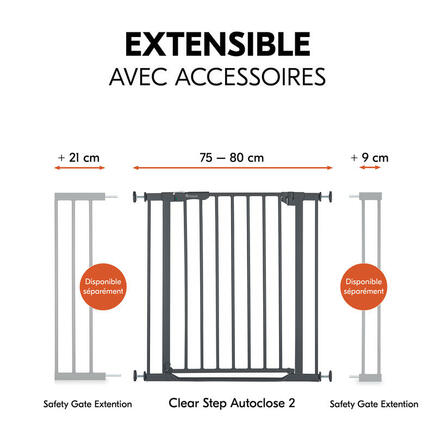 Barrière de sécurité Clear Step Autoclose 2 - Gris foncé HAUCK - 2