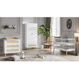 Chambre TRIO Lit 70x140 PARIS Commode Armoire CANNE Blanc