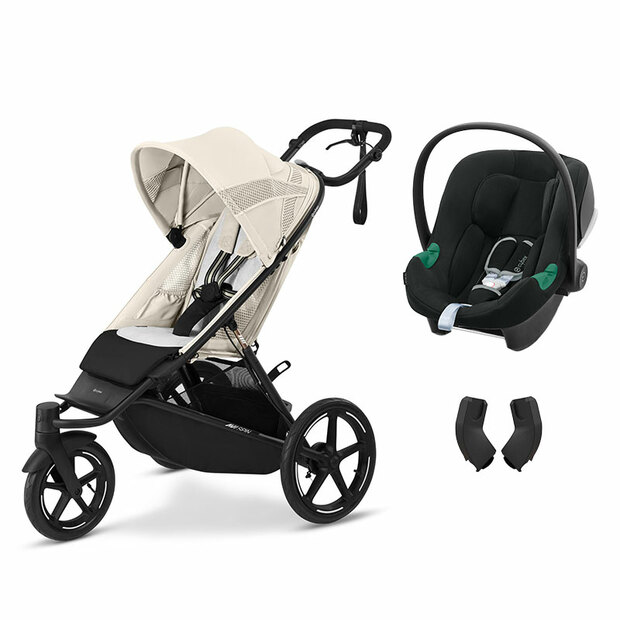 Poussette duo Avi Spin - Seashell beige + Aton B2 - Volcano black CYBEX