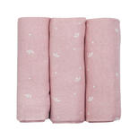 Lot de 3 langes 70x70 cm pétales roses - Rose