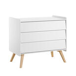 Commode 3 tiroirs Vintage - Blanc/chêne