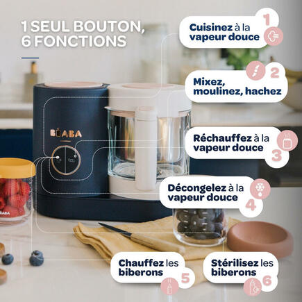 Babycook NEO Night Blue + Multiportions Silicone 6X90 ml + 2 Cuillères 1er âge BEABA - 3