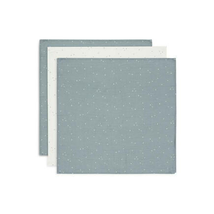 Lot de 3 langes en gaze de coton small 70x70cm Twinkling - Sea green JOLLEIN